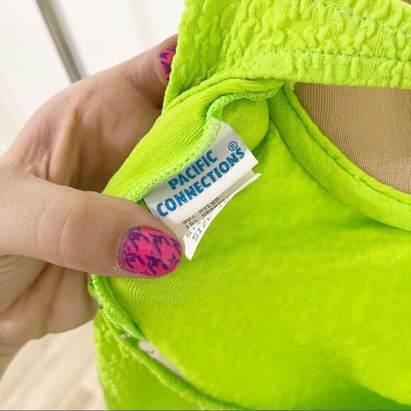 Vintage Green One Piece Swimsuit Bathing Suit 1980s - Picture 9 of 9